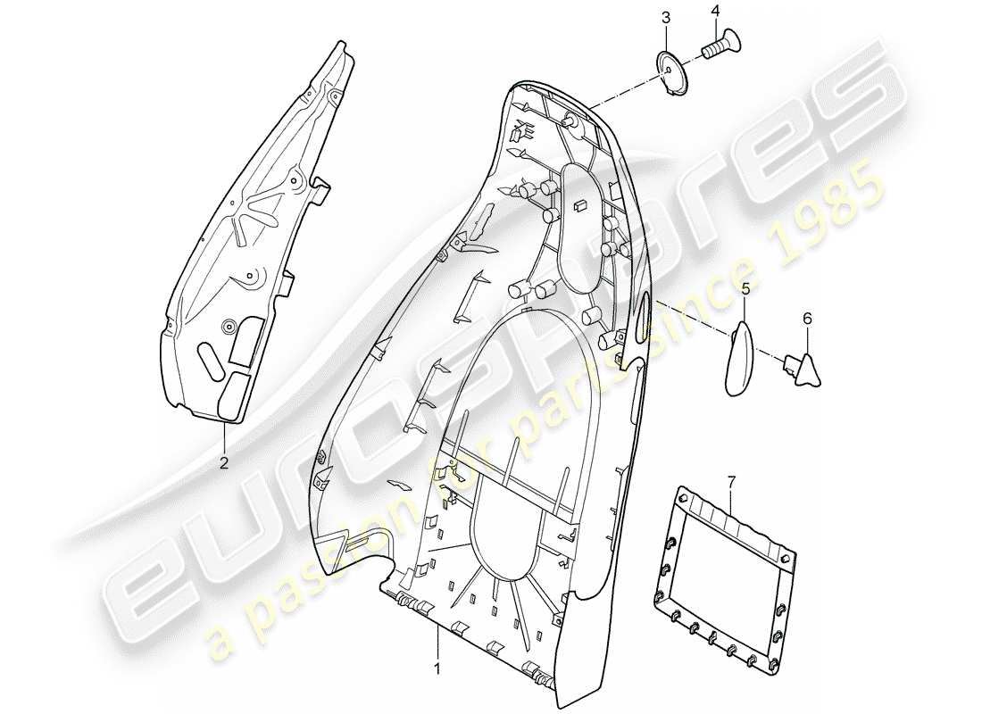 porsche 2008 (987 boxster) backrest shell parts diagram
