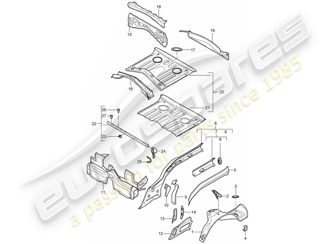 porsche 2006 (987 cayman) rear end part diagram