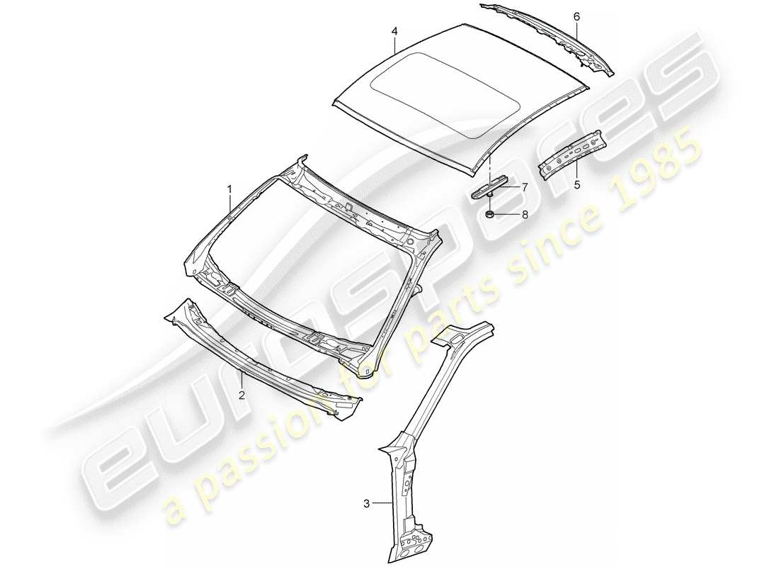 porsche 2007 (997-1 gt3) cowl part diagram