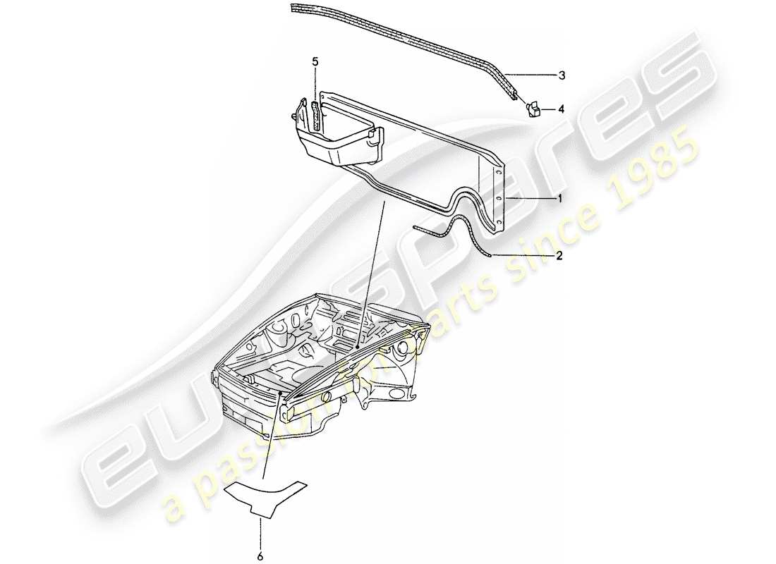 porsche 1997 (993) dash panel - for - front end part diagram