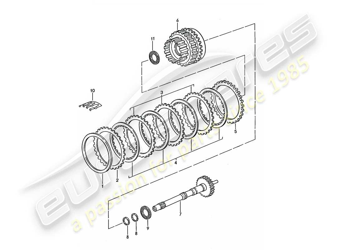 porsche 1989 (928) automatic transmission - drive shaft - gear set part diagram