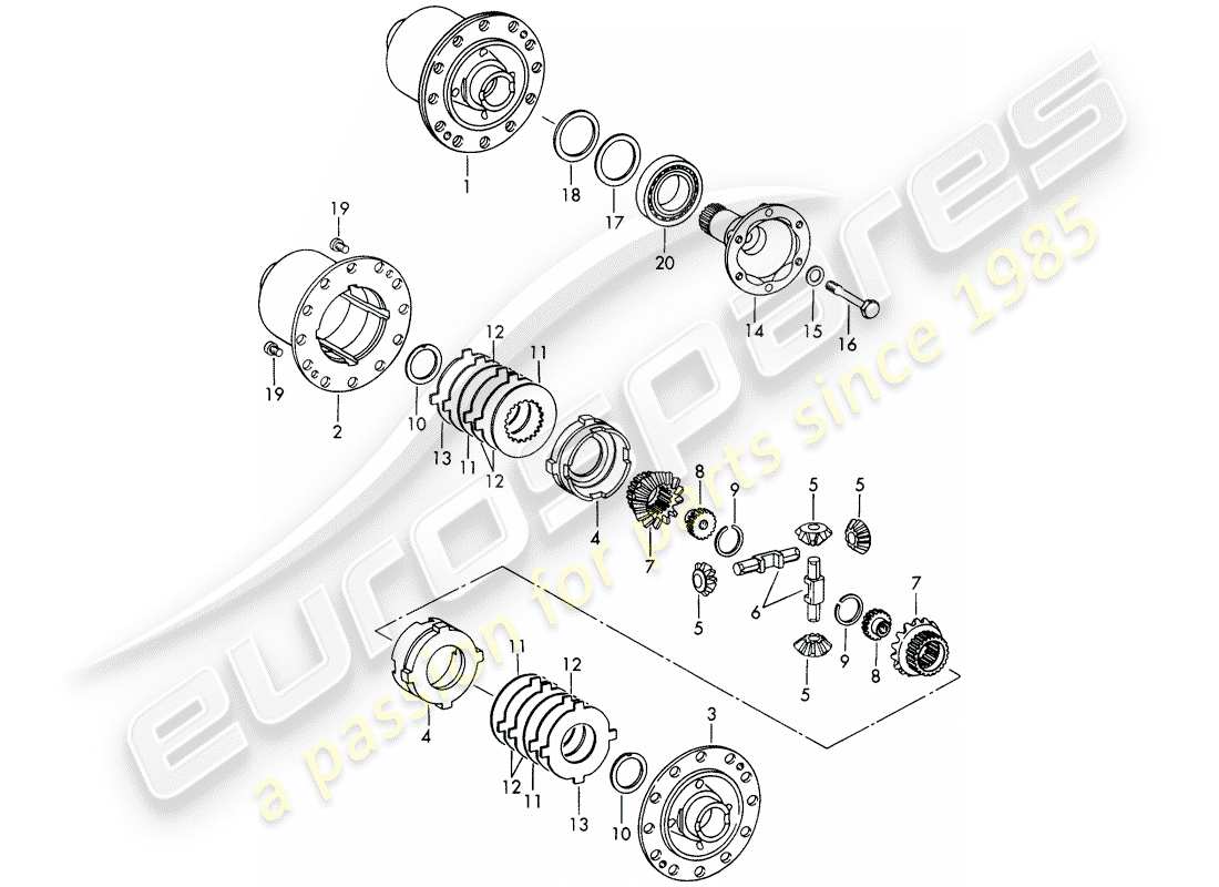porsche 1967 (911/912) limited slip differential - for - die casting - housing - d - mj 1969>> - mj 1969 part diagram