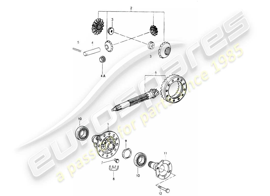 porsche 1990 (964) front axle differential - differential parts diagram