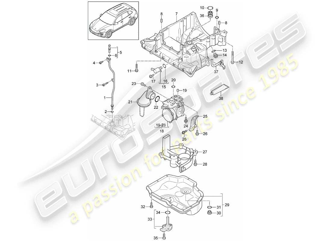 porsche 2014 (cayenne e2 92a) oil-conducting housing part diagram
