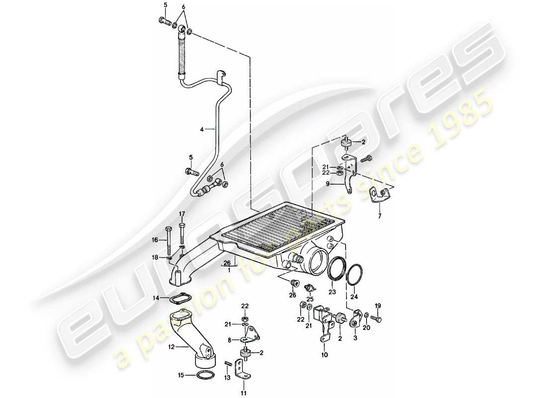 porsche 1985 (924) charge air cooler part diagram