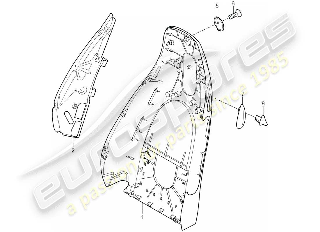 porsche 2007 (987 cayman) backrest shell part diagram