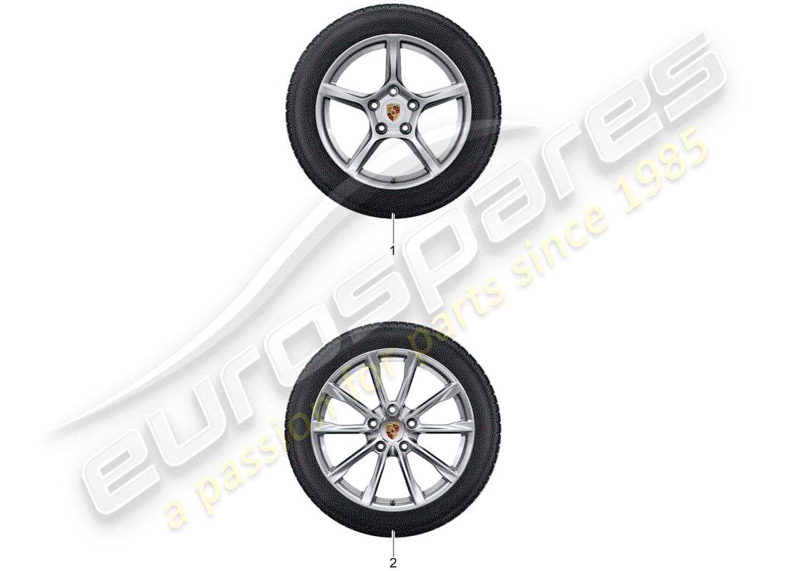 porsche 2016 (tequipment 98x/99x) 1 set aluminium rims with part diagram