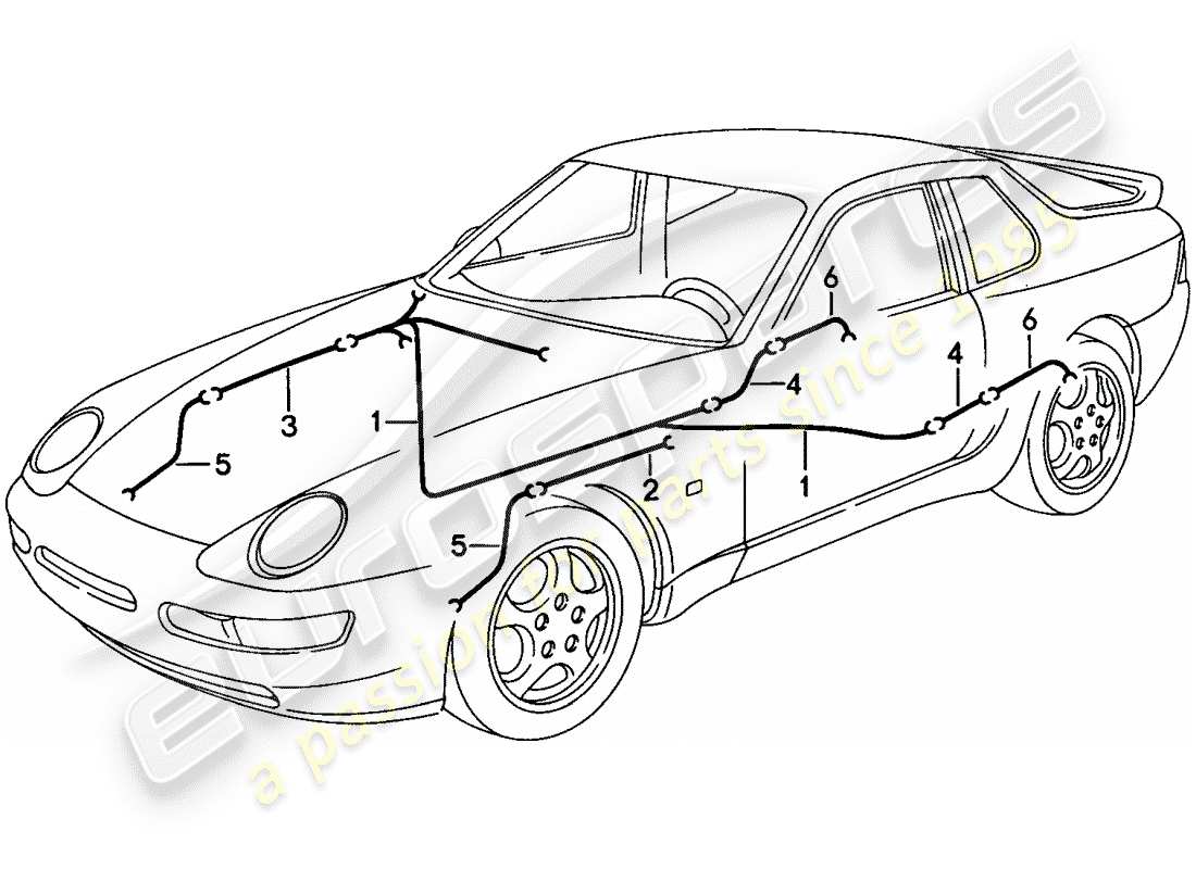 porsche 968 (1995) wiring harnesses - anti-locking brake syst. -abs- - brake pad wear indicator parts diagram