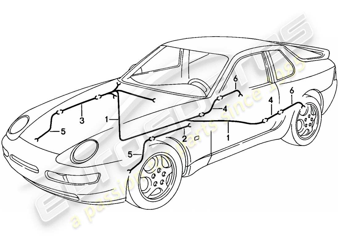 porsche 1993 (968) wiring harnesses - anti-locking brake syst. -abs- - brake pad wear indicator part diagram