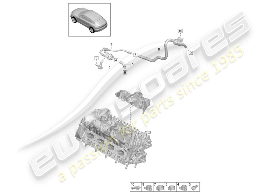 porsche 2020 (macan) breather line fuel tank parts diagram