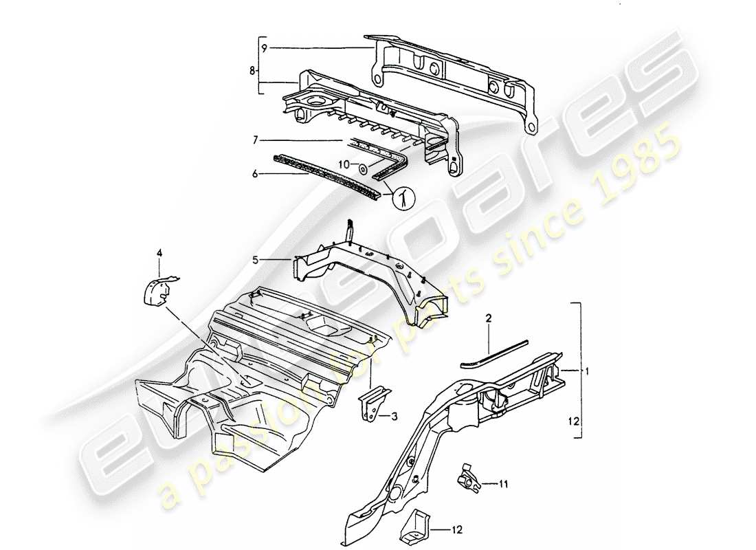 porsche 1997 (993) frame part diagram