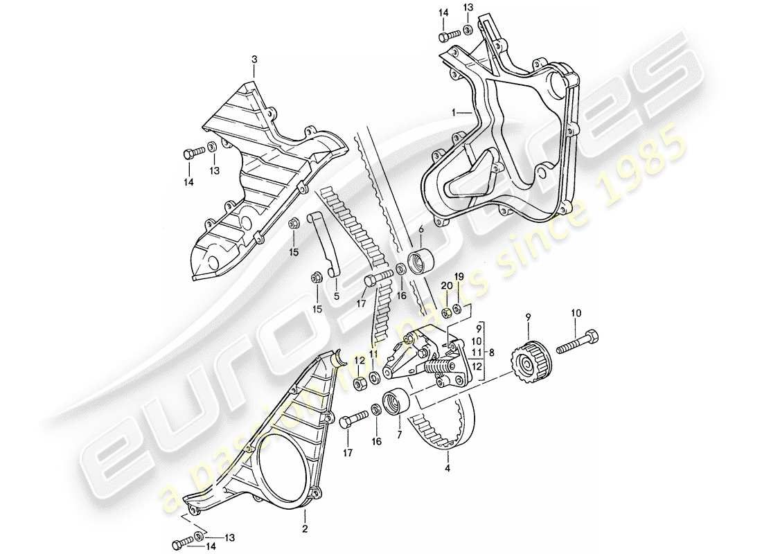 porsche 1989 (944) driving mechanism - camshaft parts diagram