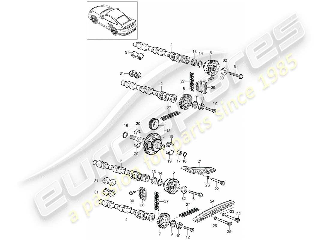 porsche 2011 (997-2 gt3) valve control parts diagram