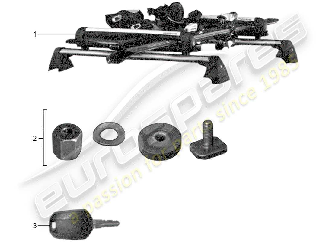 porsche 2017 (tequipment 98x/99x) ski holder part diagram