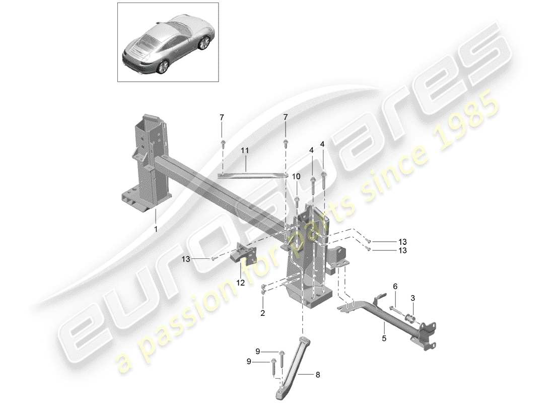 porsche 2012 (991-1) retaining frame part diagram