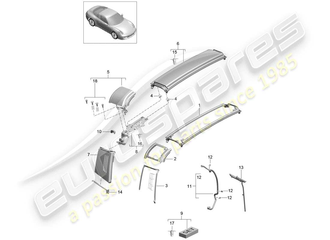 porsche 2014 (991-1) trim part diagram