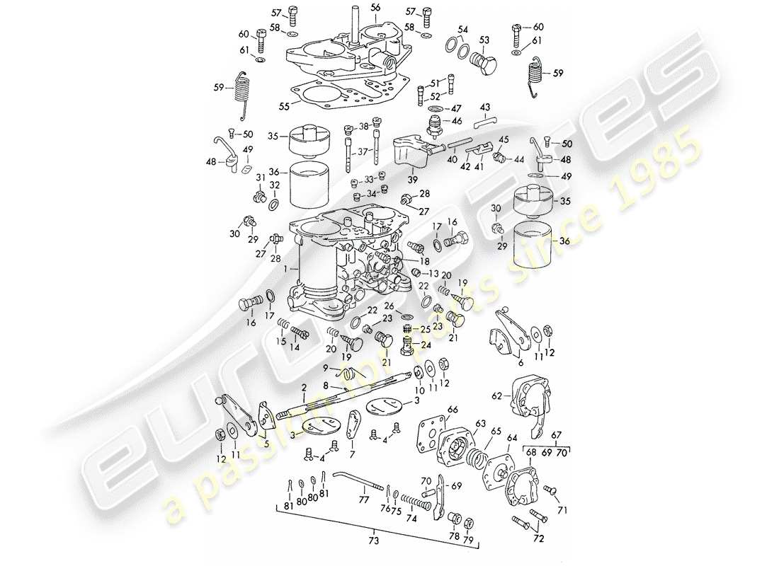 porsche 356b/356c (1960) single parts - for - carburetor - solex-40 pii-4/44 pii-4 part diagram