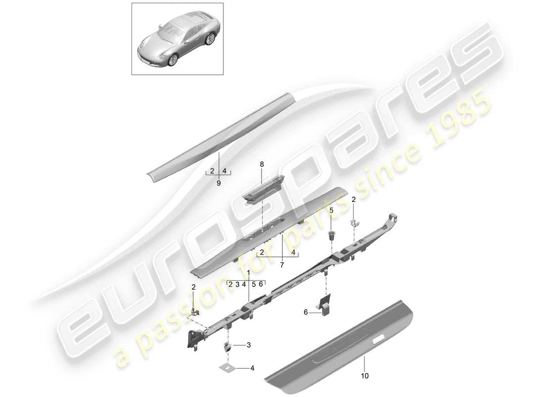 porsche 2020 (991-2) lining part diagram
