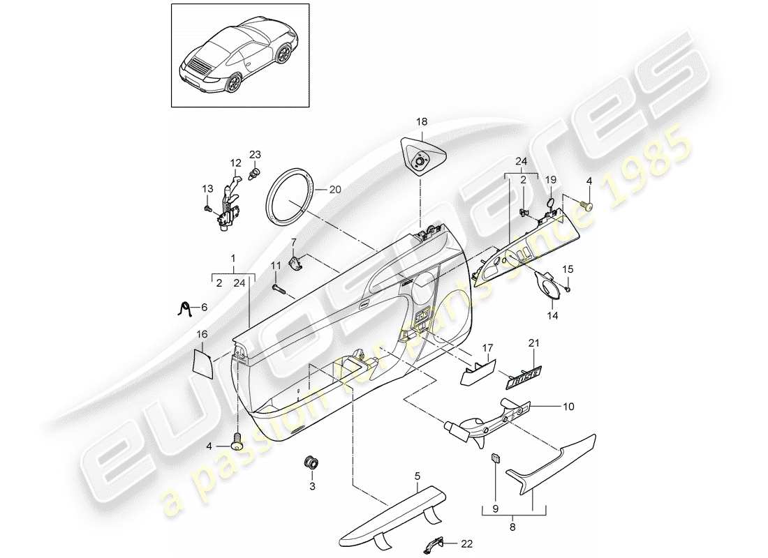 porsche 2010 (997-2) door panel part diagram