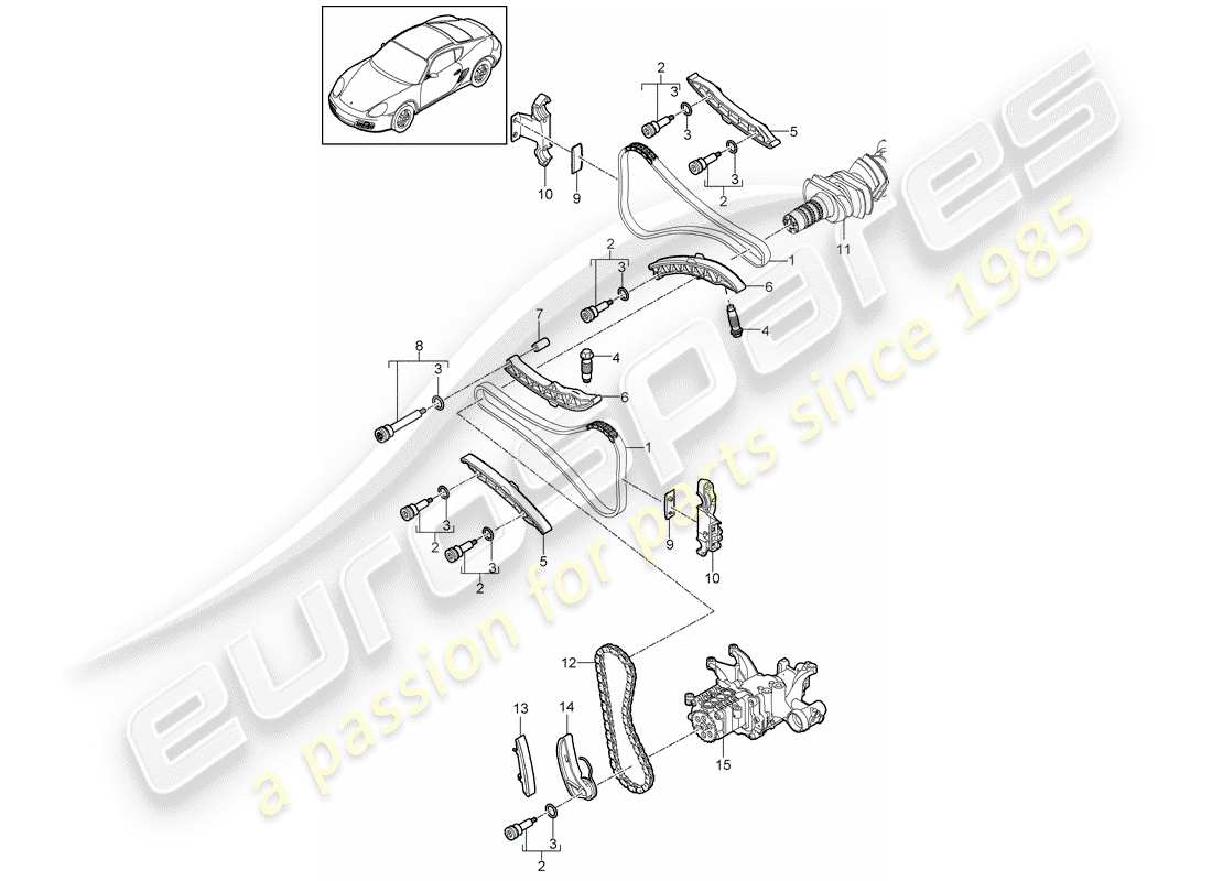 porsche 2009 (987 cayman) valve control part diagram