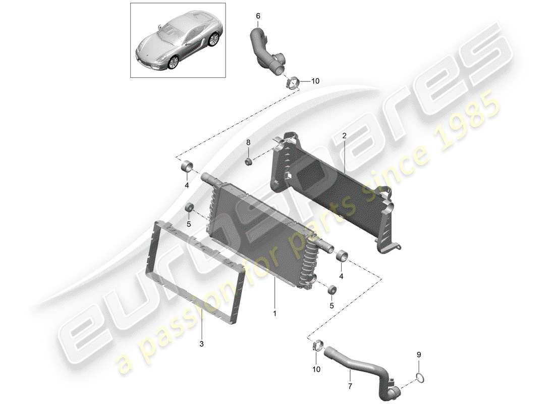 porsche 2016 (981 cayman) radiator part diagram