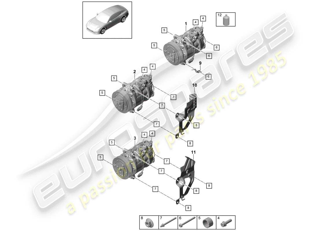 porsche 2017 (panamera 971-1) compressor part diagram