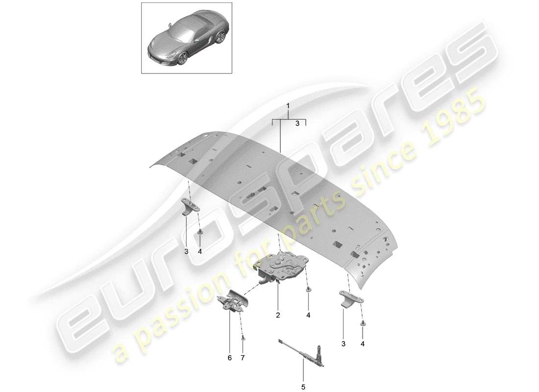 porsche 2013 (981 boxster) top frame parts diagram