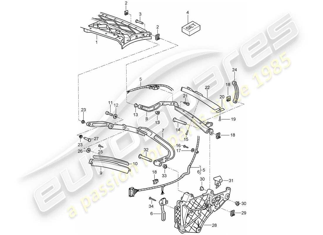 porsche 2009 997-2 turbo / gt2 top frame part diagram