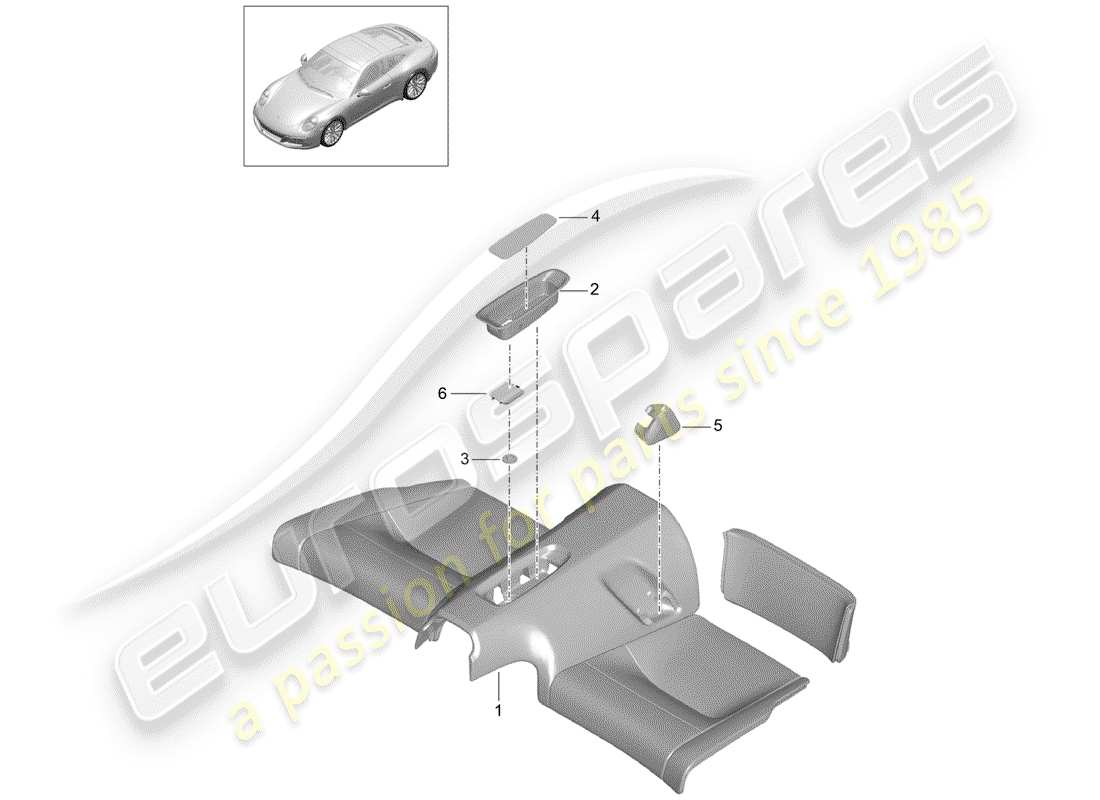 porsche 2017 (991-2) back seat cushion part diagram