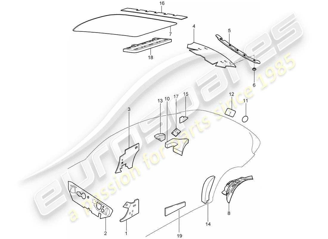 porsche 2010 (997-2 gt3) body shell parts diagram