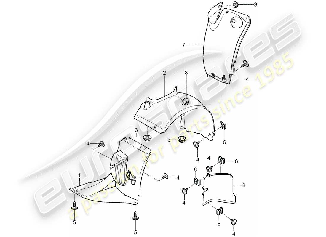 porsche 2010 (997-2 gt3) trims parts diagram