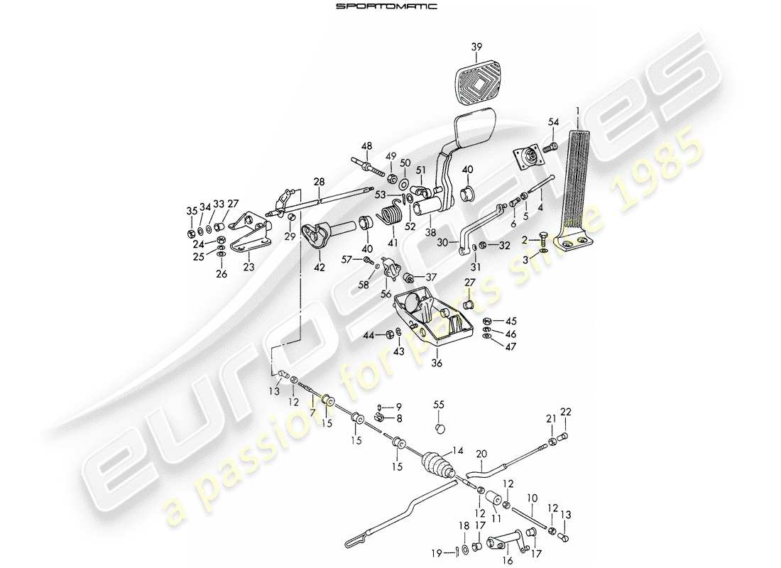 porsche 1966 (911/912) pedals - d - mj 1969>> - mj 1969 part diagram