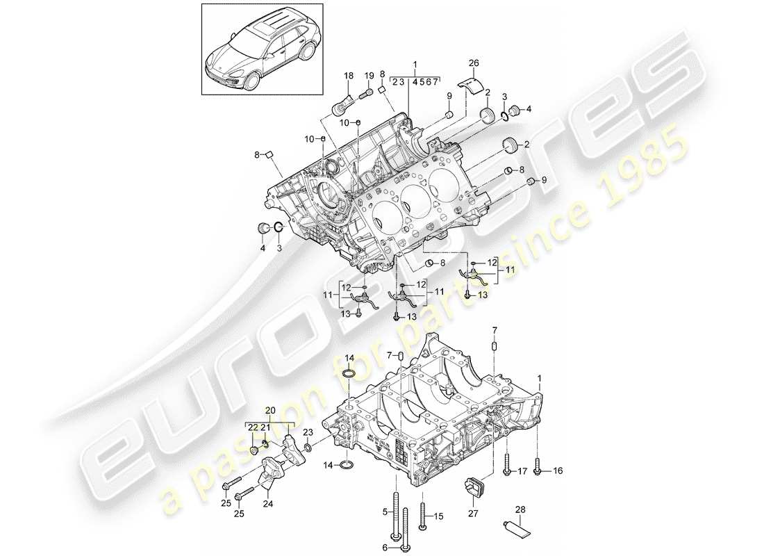 porsche 2013 (cayenne e2 92a) crankcase parts diagram