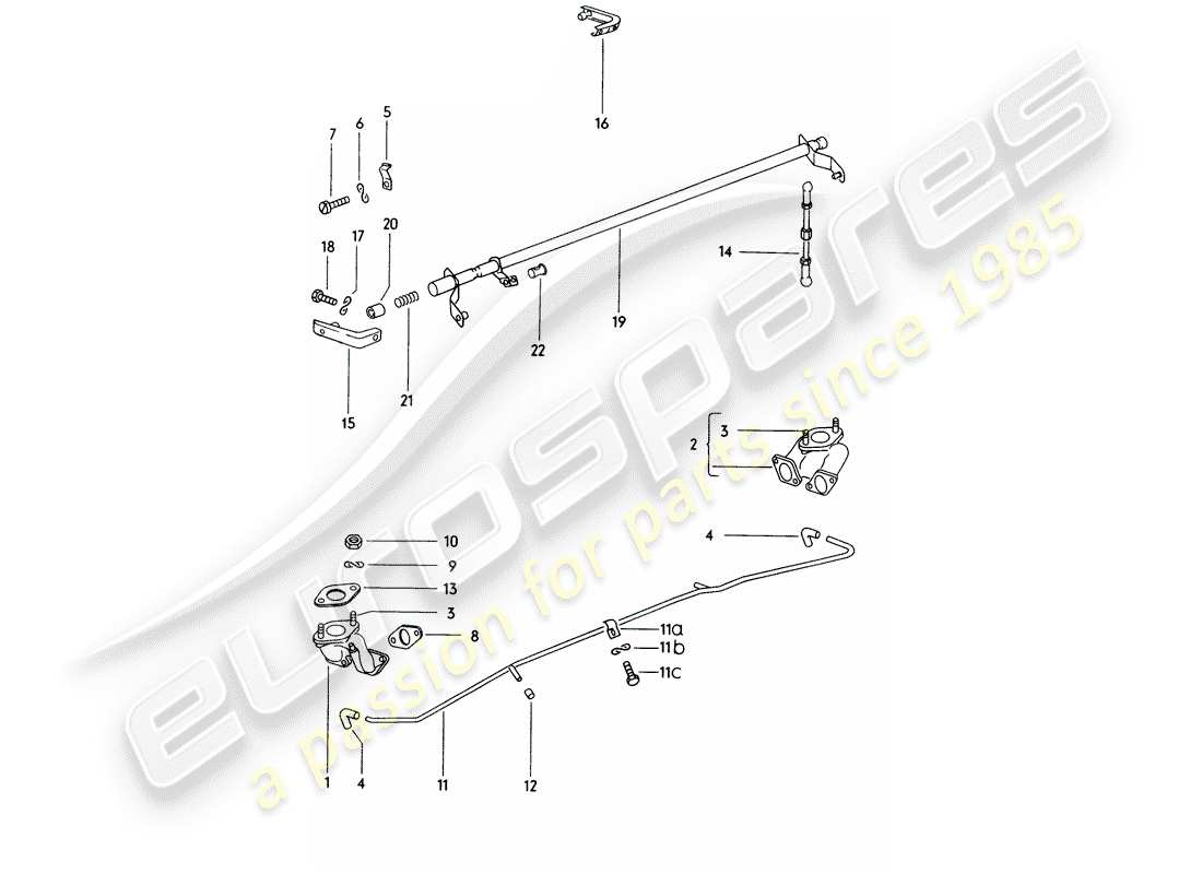 porsche 1976 (914) intake manifold - suction pipe - relay shaft part diagram