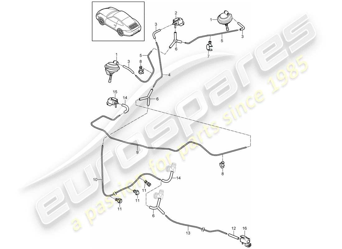 porsche 2010 (997-2) vacuum system parts diagram