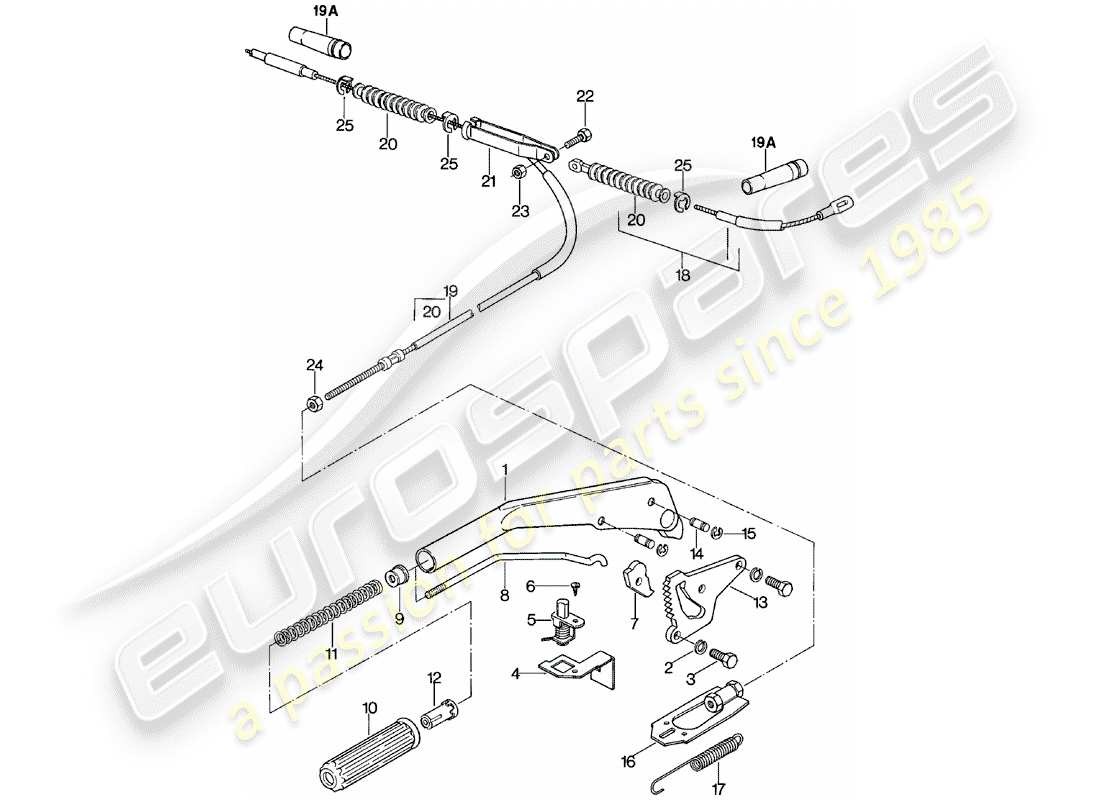 porsche 1985 (924) hand brake lever part diagram