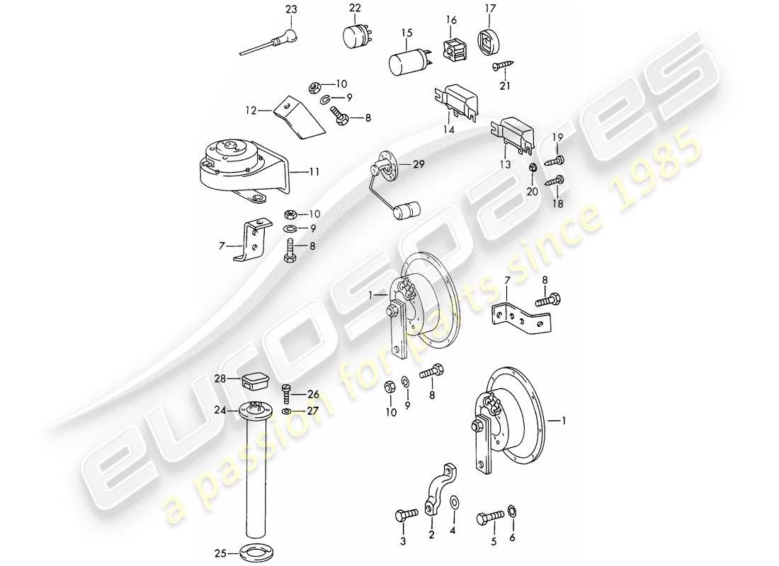 porsche 1966 (911/912) horn - relay part diagram