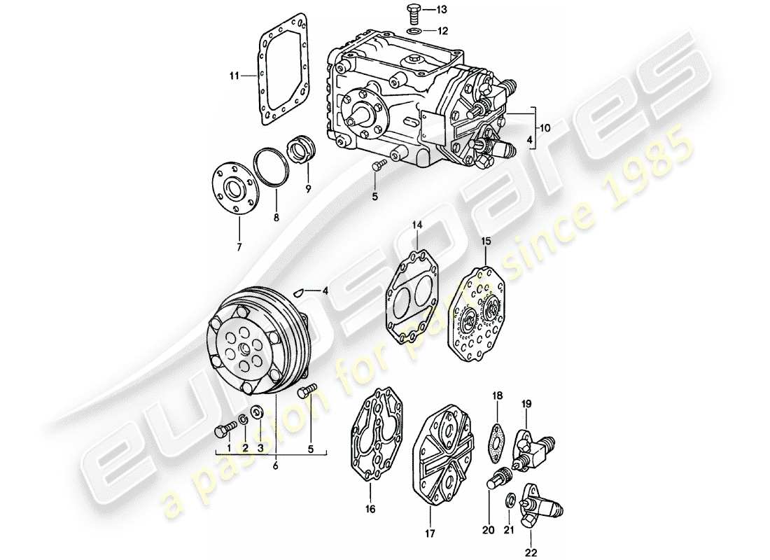 porsche 911 (1980) compressor parts diagram