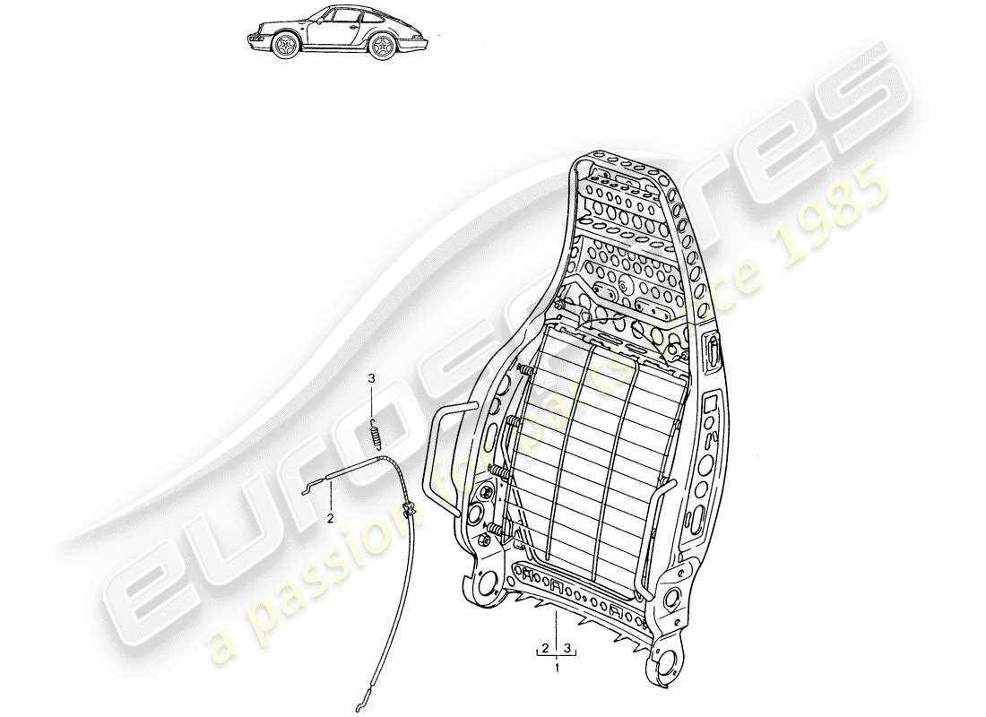 a part diagram from the porsche 1993 (seats for 944/968/911/928) parts catalogue
