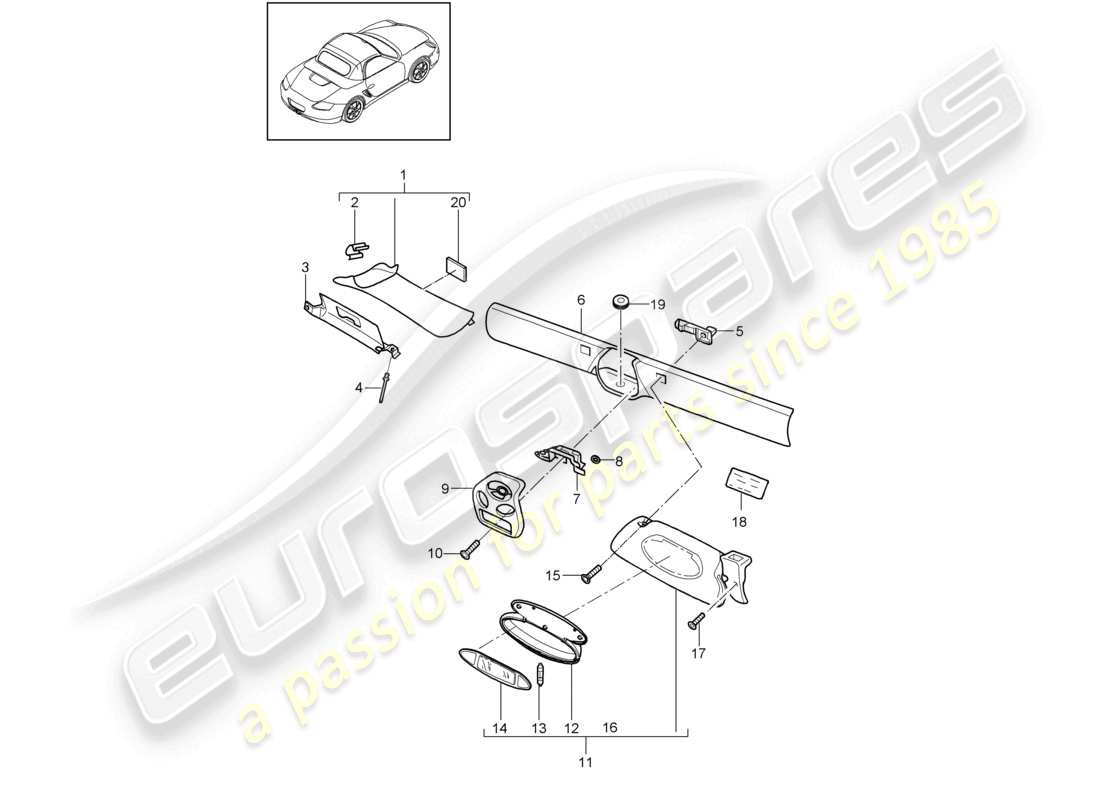 VIEW PARTS DIAGRAMS FROM THE PORSCHE BOXSTER PARTS CATALOGUE a part diagram from the porsche boxster parts catalogue