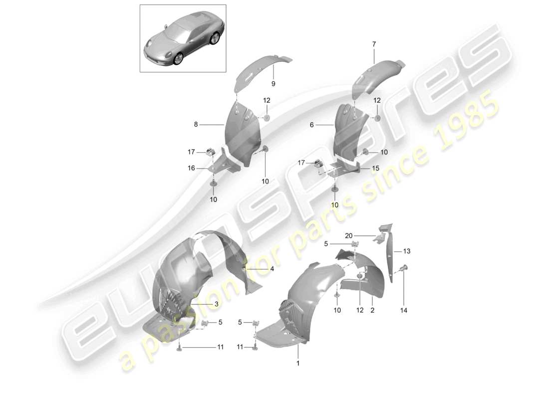 a part diagram from the porsche 991 parts catalogue