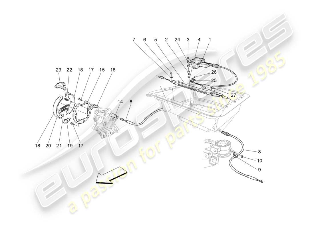 maserati granturismo (2011) parking brake parts diagram