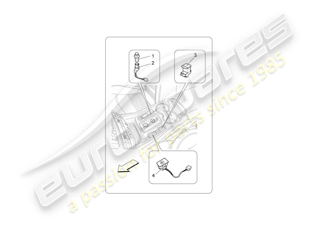 maserati granturismo (2009) centre console devices parts diagram