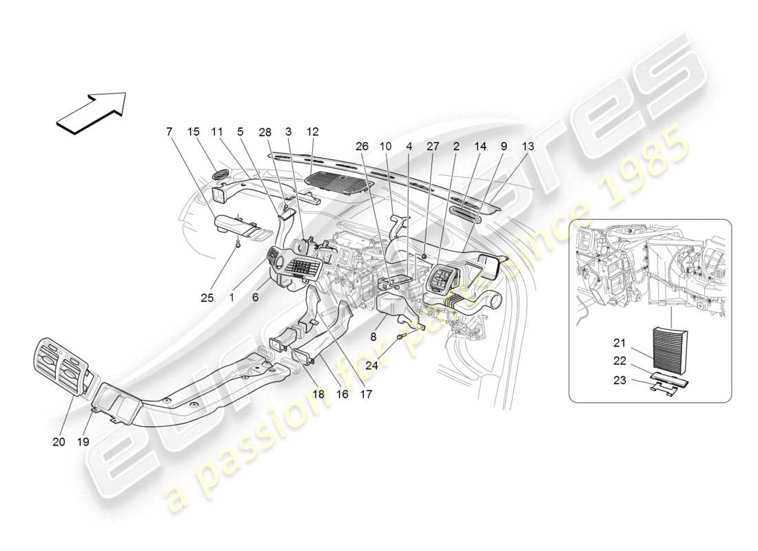 maserati granturismo (2008) a/c unit: diffusion part diagram