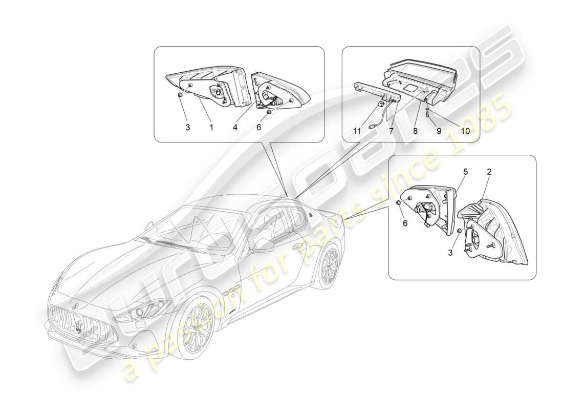 maserati granturismo s (2018) taillight clusters part diagram