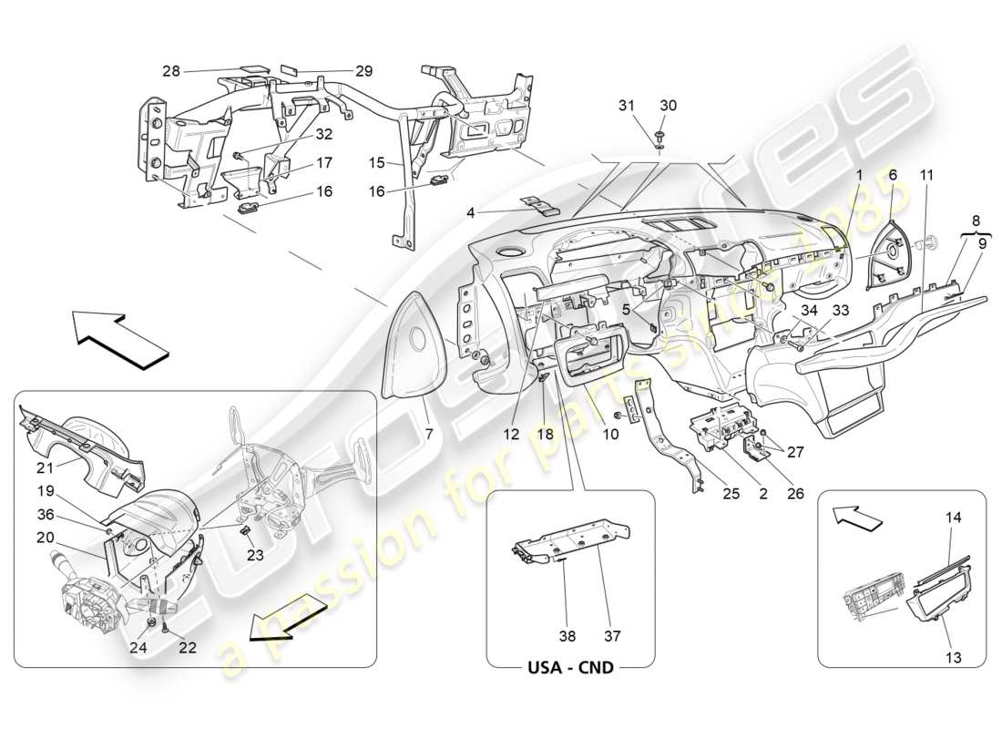 maserati granturismo s (2018) dashboard unit part diagram