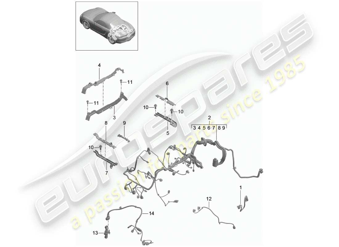 porsche 2012 (981 boxster) wiring harnesses part diagram