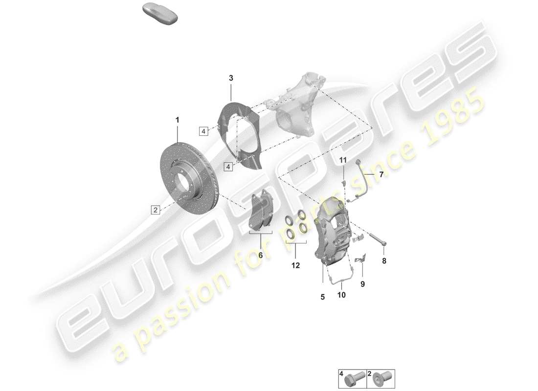 porsche 2020 (992-1) disc brakes part diagram