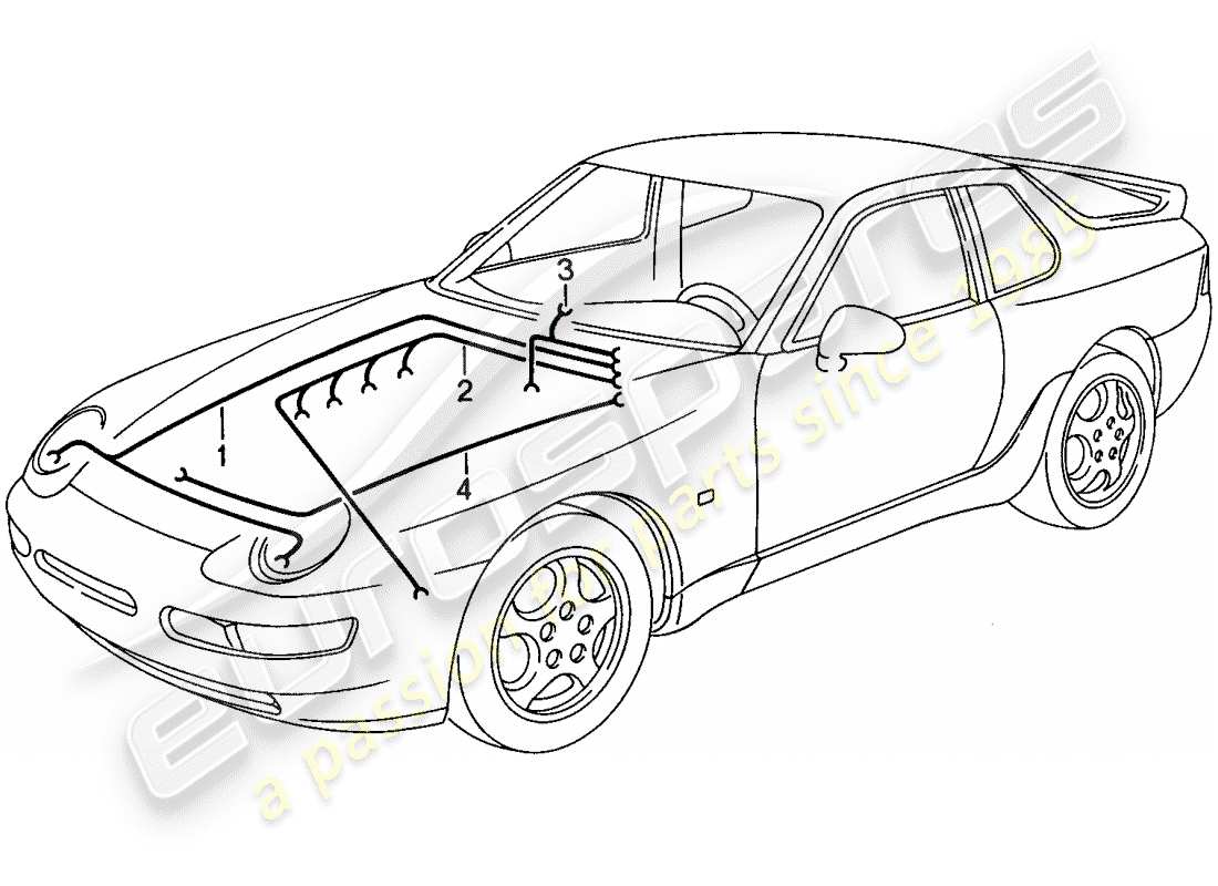 porsche 968 (1995) wiring harnesses - engine bay - heater - air conditioner part diagram