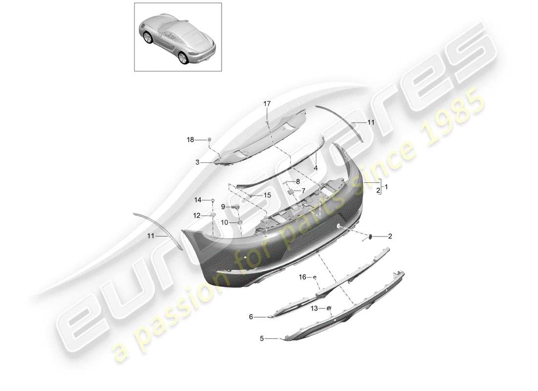 porsche 2020 (718 cayman) bumper part diagram